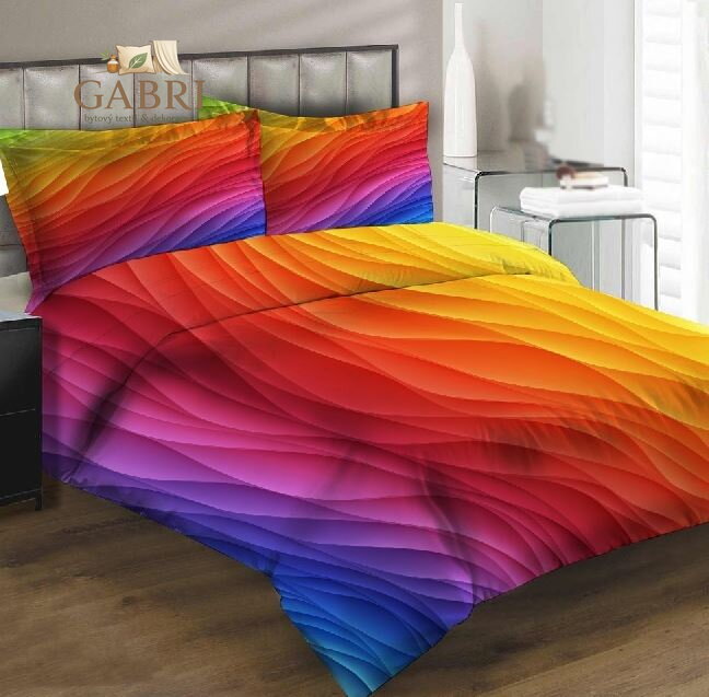 Povlečení z moderního materiálu Interlock fototisk 3D efekt - Barevné vlny