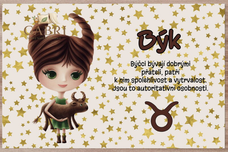  Prostírání na stůl dětské - Znamení pro děti Býk (21.4. - 21.5.) 