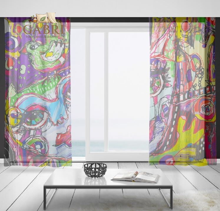 Záclony s 3D potiskem 2x150x250cm - Cat art