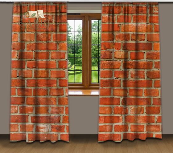 Závěsy dekorační tištěné 2x140x250cm - Cihly