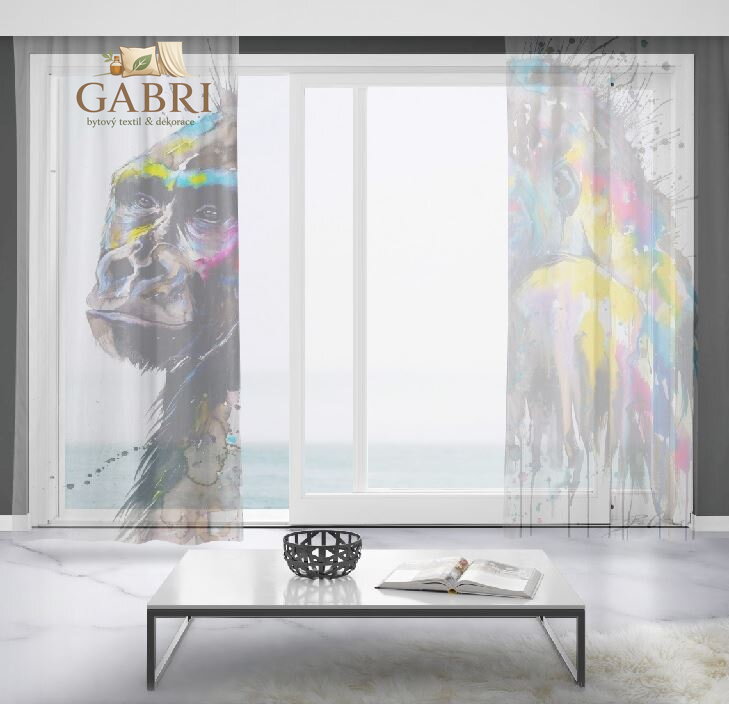 Záclony s 3D potiskem 2x150x250cm - Gorila art