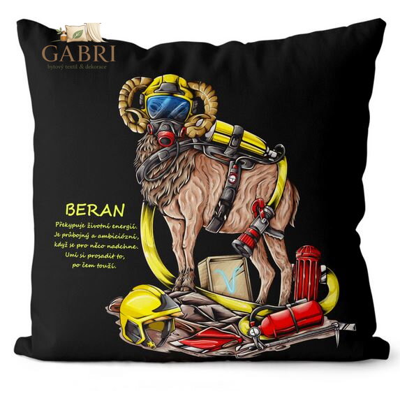 Polštář s potiskem hasičské znamení - Beran