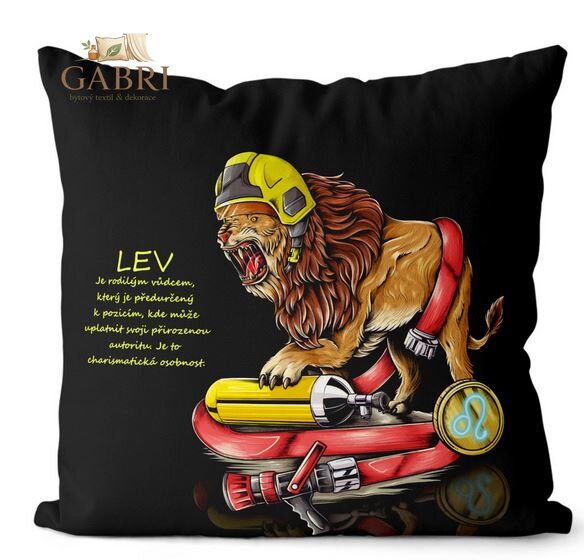 Polštář s potiskem hasičské znamení - Lev