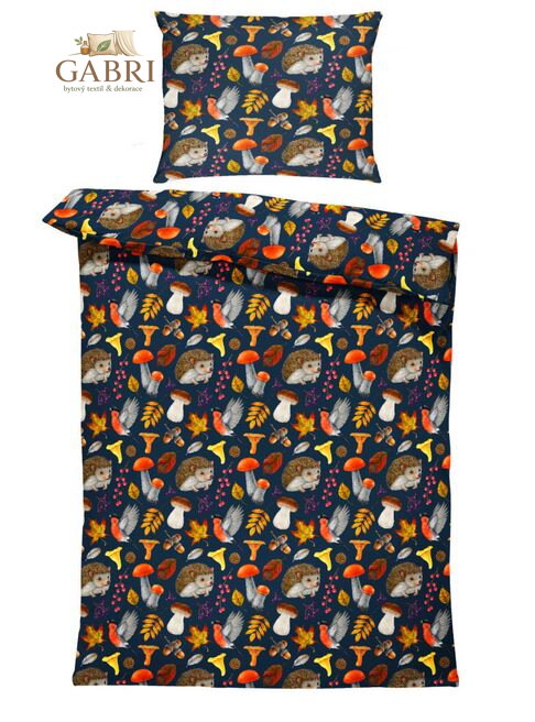 Povlečení z moderního materiálu Interlock fototisk 3D efekt - Houby a ježek