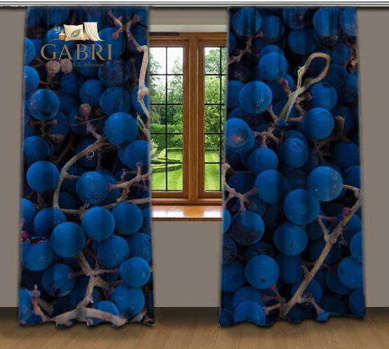 Závěsy dekorační tištěné 2x140x250cm - Hroznové víno