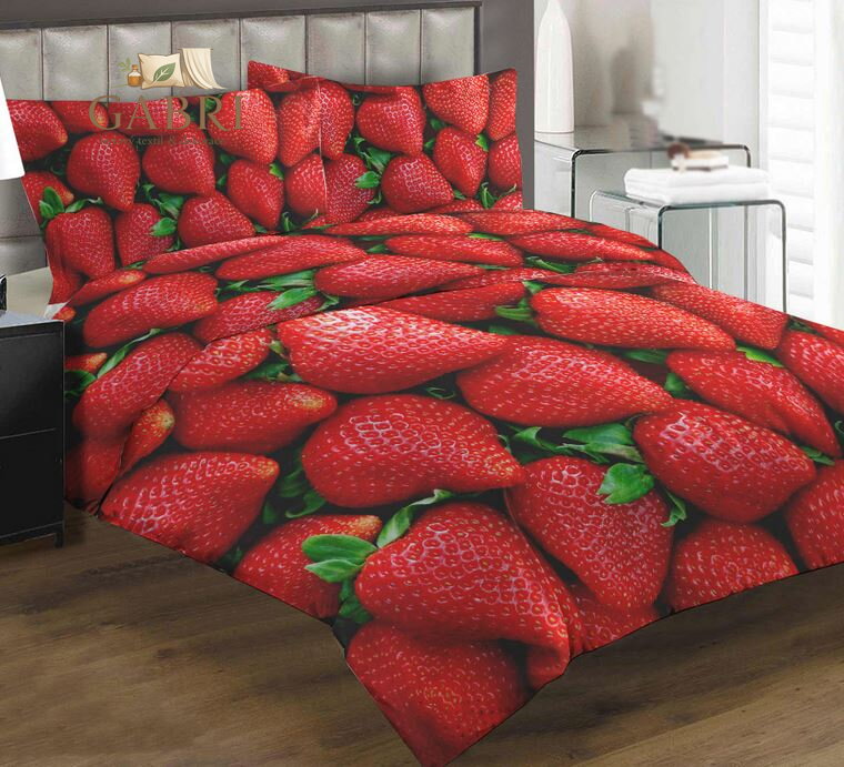 Povlečení z moderního materiálu Interlock fototisk 3D efekt - Jahody