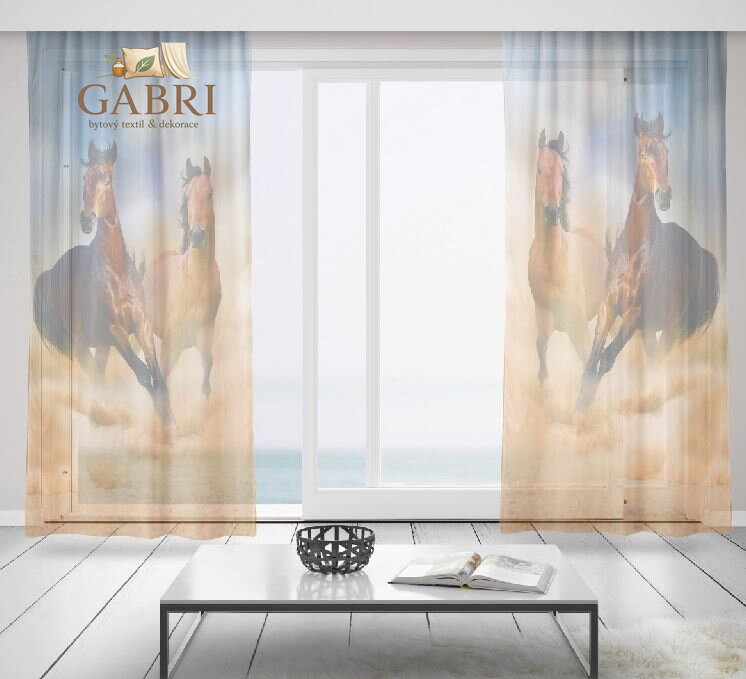 Záclony s 3D potiskem 2x150x250cm - Koně