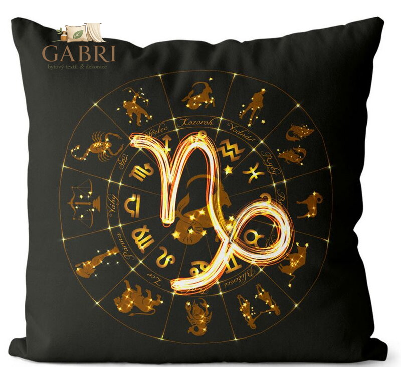 Polštářek se znamením zvěrokruhu 40x40cm - Symbol znamení Kozoroh (22.12 – 20.1.)