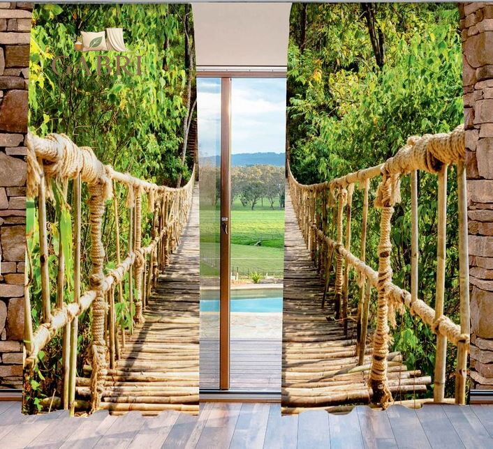 Zatemňovací závěsy tištěné black out 2x140x250cm - Lávka