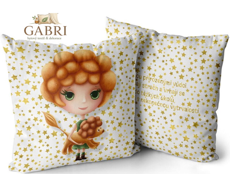 Polštářek se znamením zvěrokruhu 40x40cm pro děti - Lev (23.7. - 22.8.)