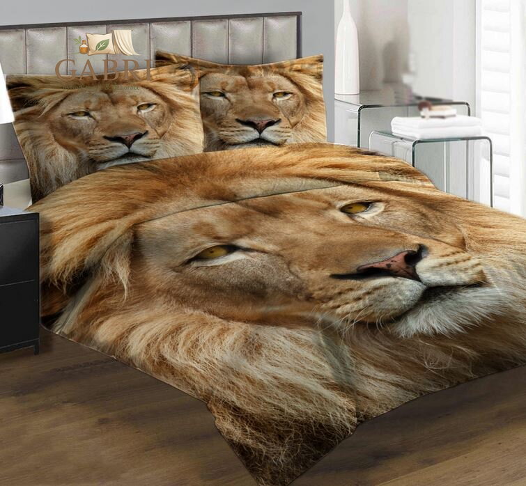 Povlečení z moderního materiálu Interlock fototisk 3D efekt - Lví pohled