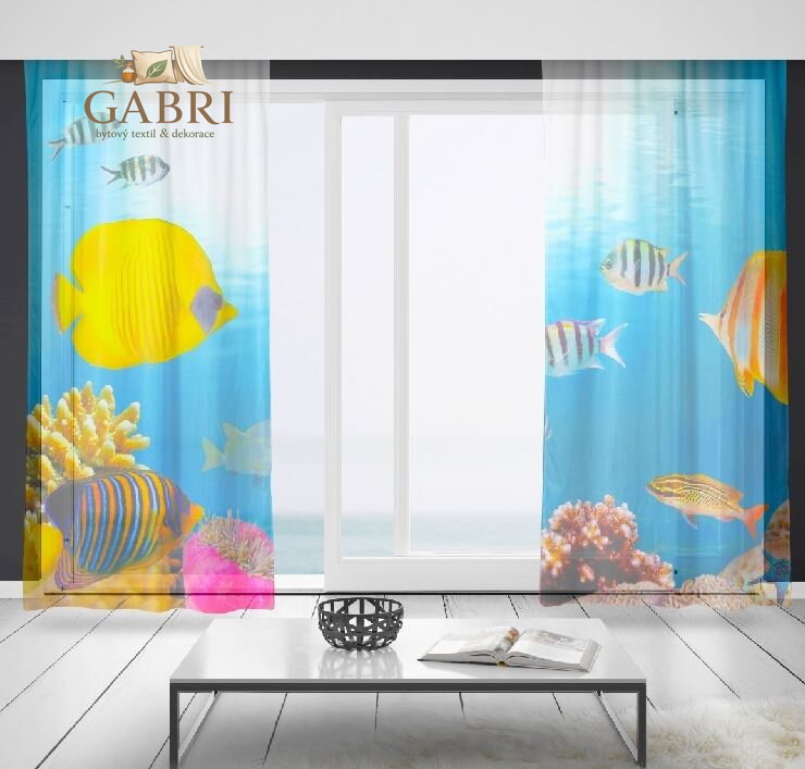 Záclony s 3D potiskem 2x150x250cm - Mořské dno 2