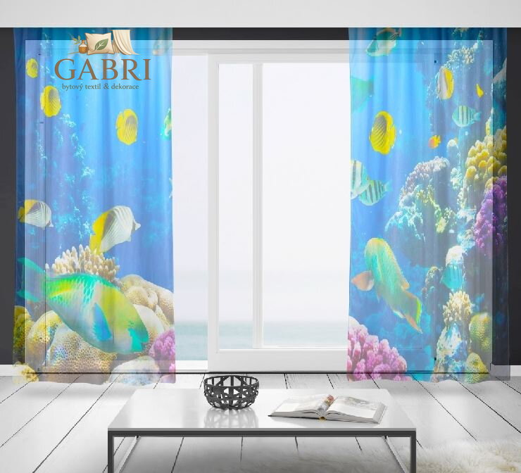 Záclony s 3D potiskem 2x150x250cm - Mořské dno