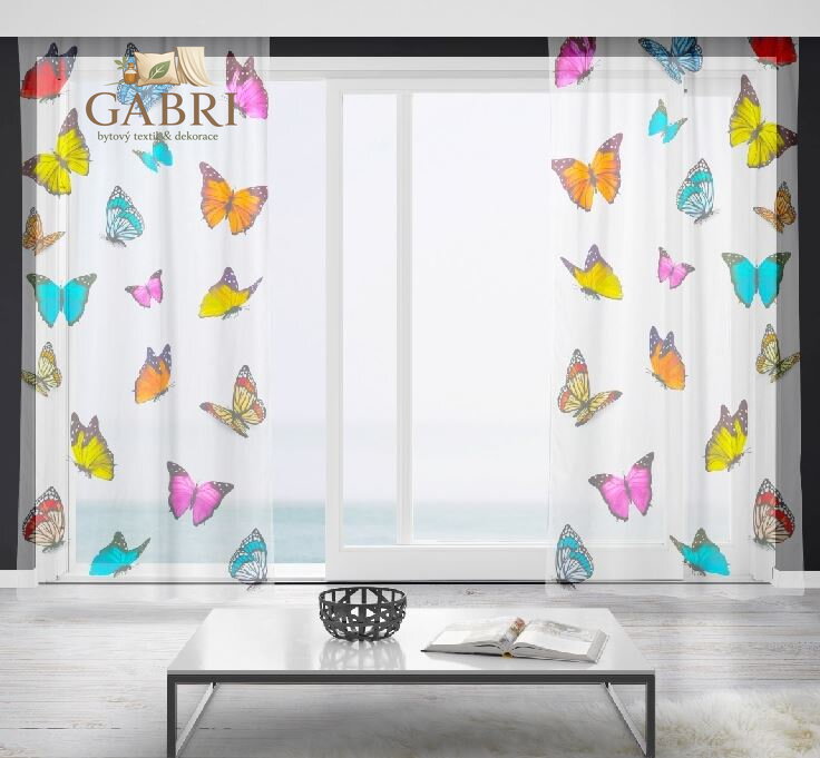 Záclony s 3D potiskem 2x150x250cm - Motýlci