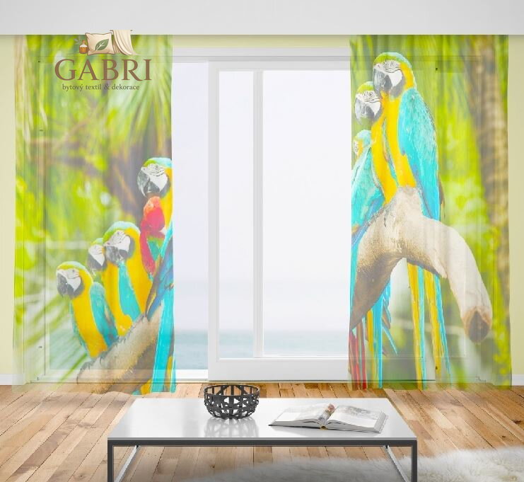 Záclony s 3D potiskem 2x150x250cm - Papoušci