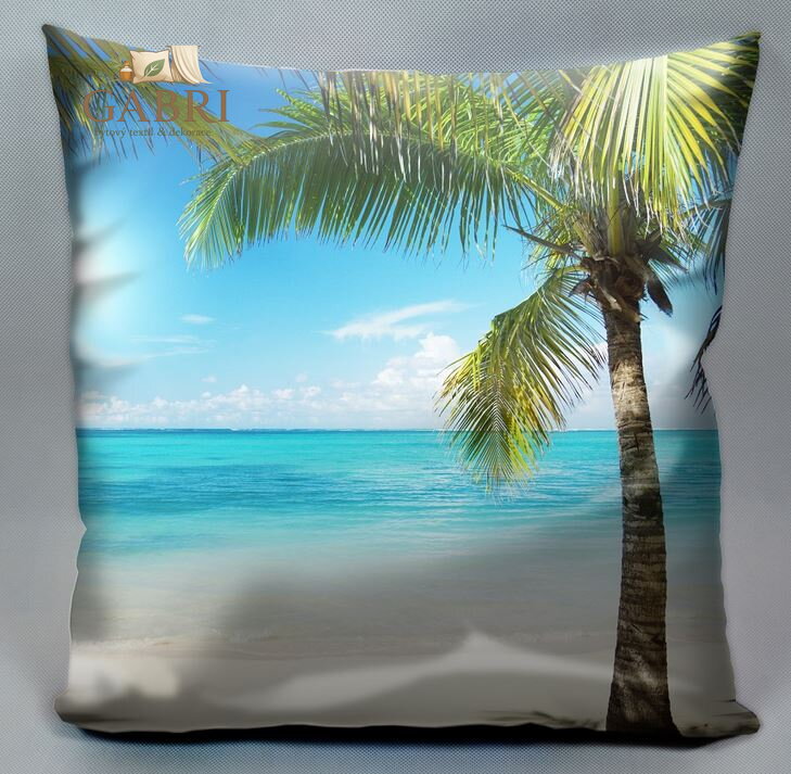 Fotopolštářek s efektem 3D - Pláž s palmou 