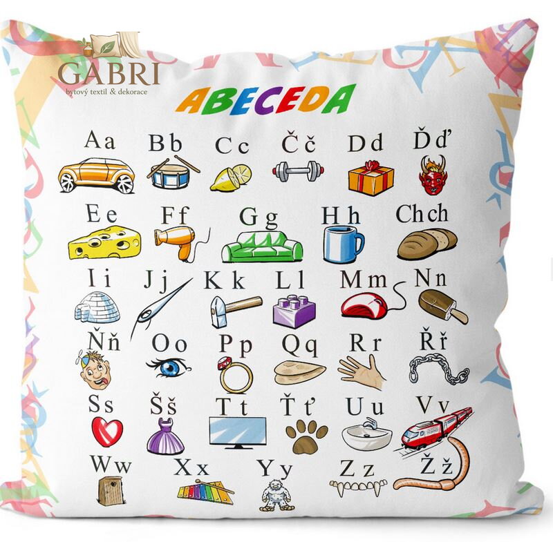 Polštářek naučný s potiskem - Abeceda
