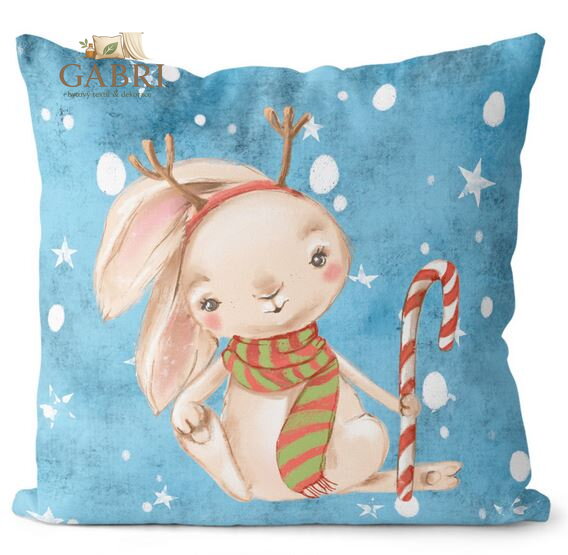 Polštářek s potiskem - Vánoční zajíček