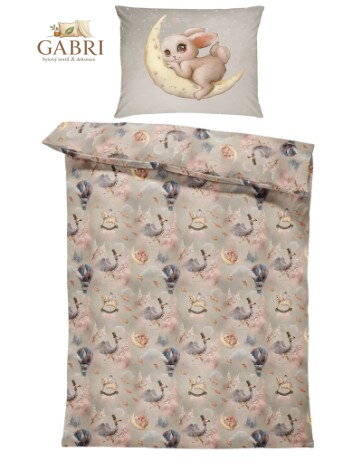 Povlečení Interlock pro miminka - Rabbit on the moon