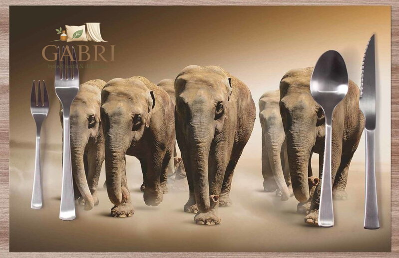 Prostírání na stůl - Stádo slonů