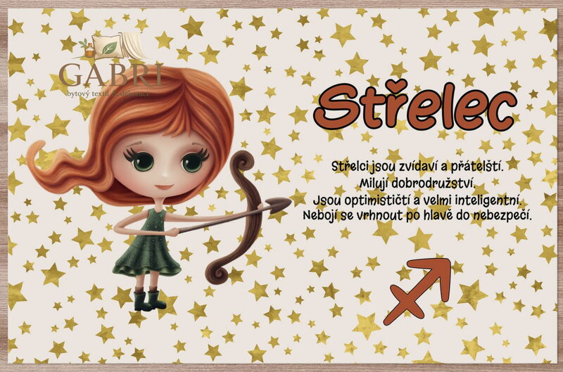  Prostírání na stůl dětské - Znamení pro děti Střelec (23.11. - 21.12.) 
