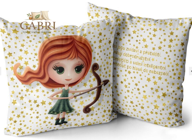 Polštářek se znamením zvěrokruhu 40x40cm - Znamení pro děti Střelec (23.11. - 21.12.)