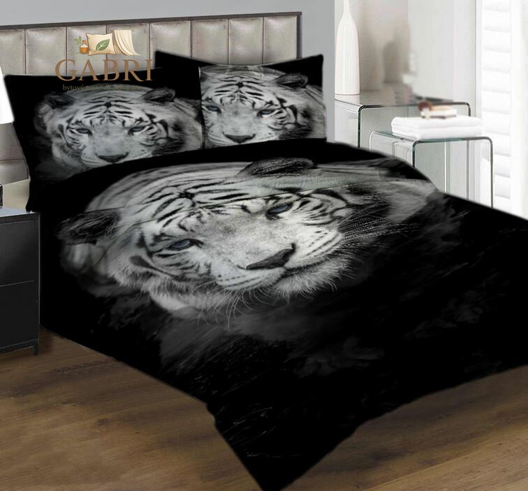 Povlečení z moderního materiálu Interlock fototisk 3D efekt - Bílý tygr