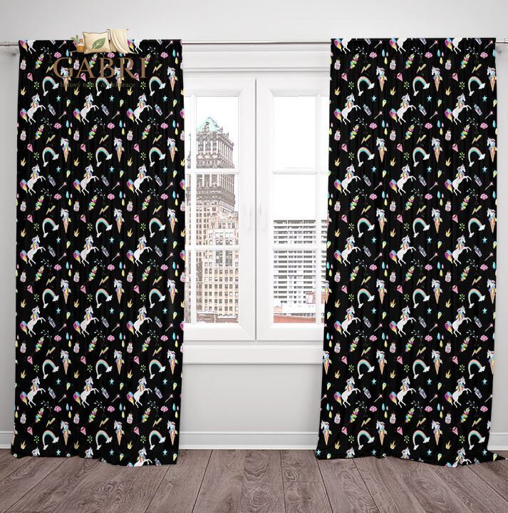 Zatemňovací závěsy tištěné black out 2x140x250cm - Unicorn