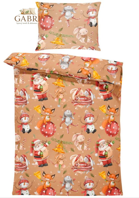 Povlečení z moderního materiálu Interlock fototisk 3D efekt - Vánoční zvířátka