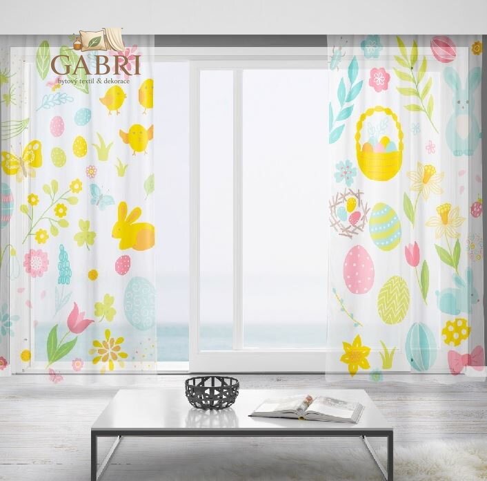 Záclony s 3D potiskem 2x150x250cm - Velikonoce