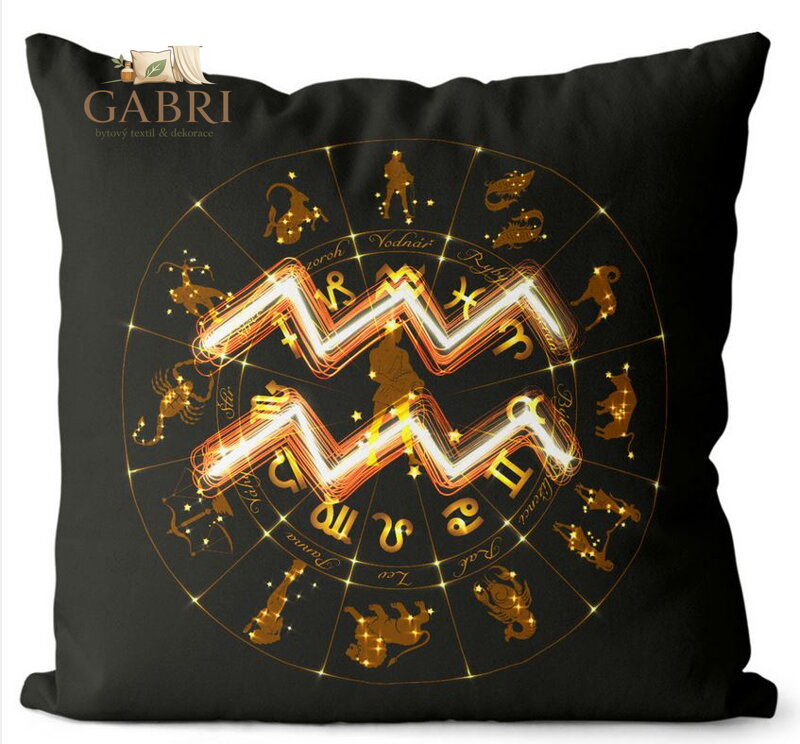 Polštářek se znamením zvěrokruhu 40x40cm - Symbol znamení Vodnář (21.1. - 20.2.)