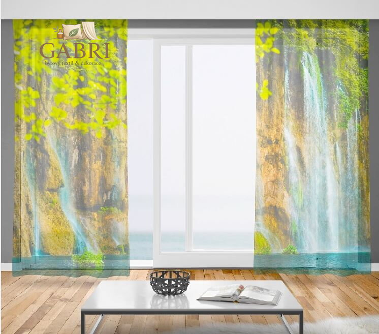 Záclony s 3D potiskem 2x150x250cm - Vodopád