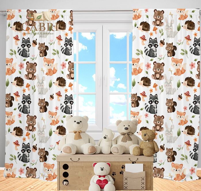  Závěsy dekorační dětské 2x140x250cm - Zvířecí kamarádi