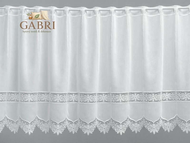 Vitrážková záclona bílá výška 45cm a šíře 400cm Lag-1833 SKLADEM