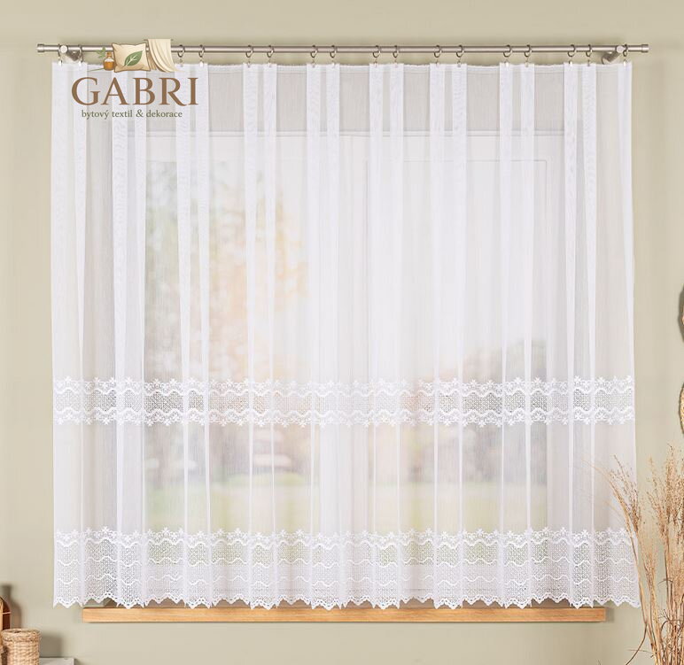 Metrážové záclony vyšívané s aplikací bílé Gabri-006262-2025