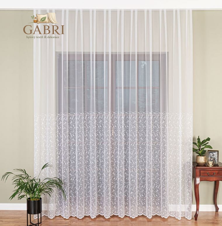 Metrážová vyšívaná záclona bílá výška 290cm Gabri-013301-2025