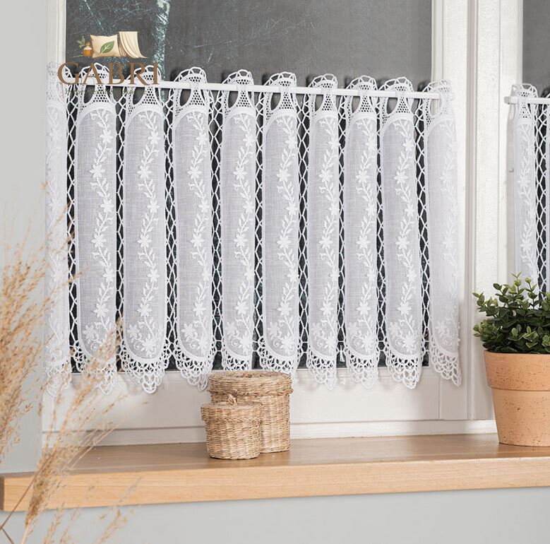 Metrážové záclony vitrážové bílé vyšívané Gabri-015589-2025