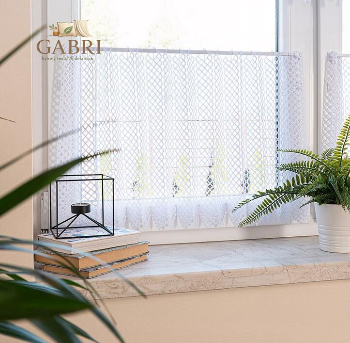 Metrážové záclony vitrážkové krajkové bílé Gabri-016460-2026