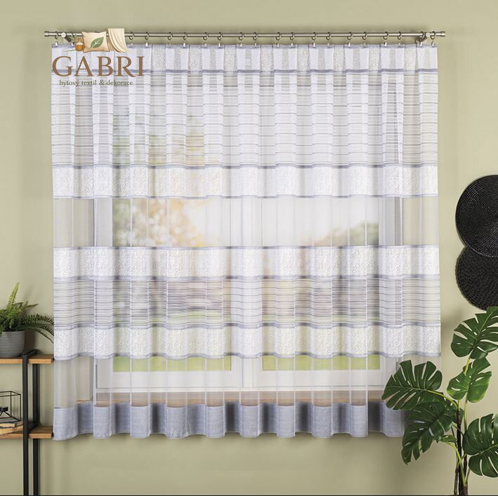 Metrážové záclony žakárové bílé/šedé  Gabri-017418/49-2026