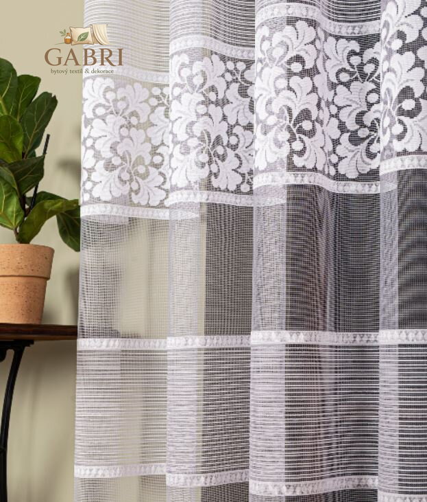 Metrážové záclony žakárové se vzorem bílé Gabri-017563-2026