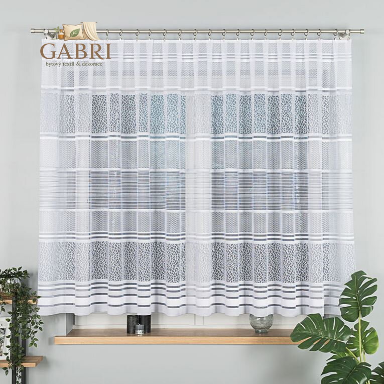 Metrážové záclony žakárové bílé/šedé s motivem Gabri-017834/049-2026