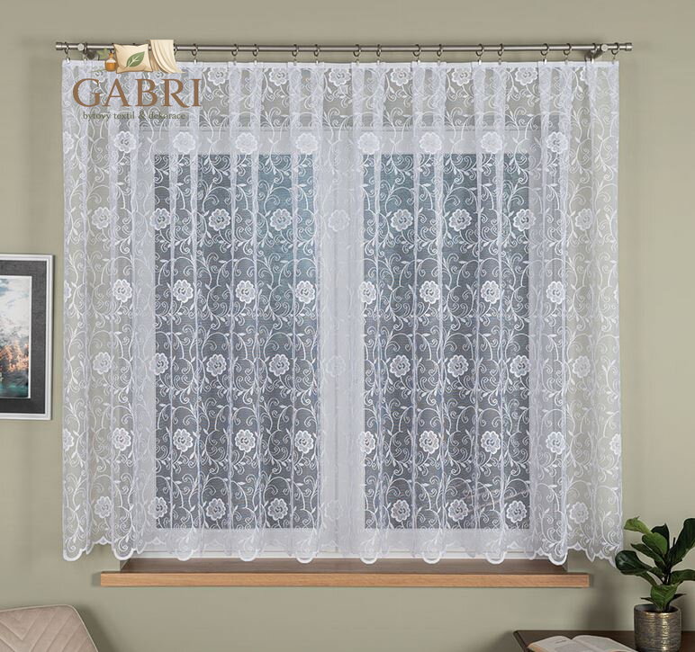 Metrážové záclony žakárové bílé Gabri-107282 Výprodej