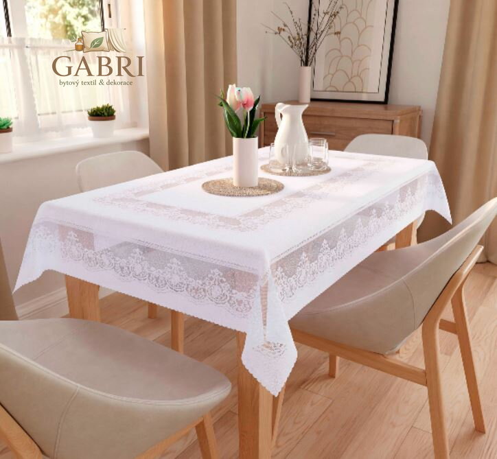 Ubrusy bílé žakárové se vzorem Gabri-115086