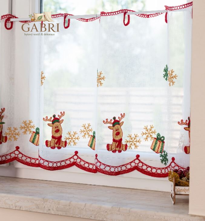 Metrážové vitrážkové záclony vánoční vyšívané Gabri-626626-2026 Výprodej