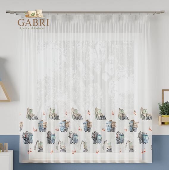 Metrážový dětský tištěný voál výška 157cm Gabri-D00087/WOP/002/000157/1 modro/šedý