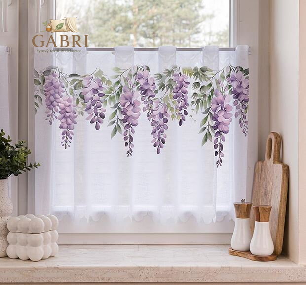 Metrážové záclony vitrážové se vzorem Gabri-WISTERIA D00309-2026