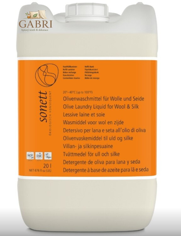 SONETT Olivový prací gel na vlnu a hedvábí 20 l