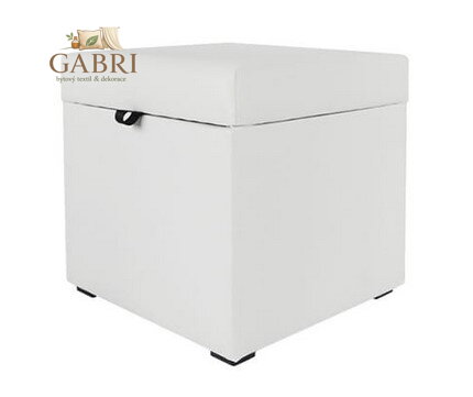 Taburet s úložným prostorem kostka Eko kůže bílá - více barev na výběr