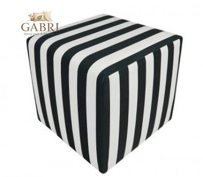 Taburet kostka Pruhy bílo - černé
