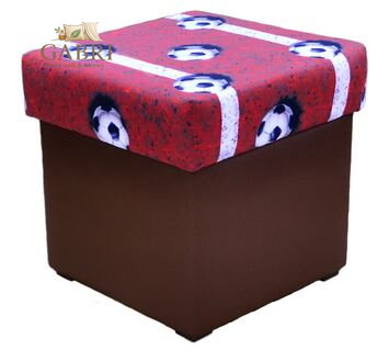  Taburet s úložným prostorem Duo eko kůže hnědá + tkanina fotbal více barev